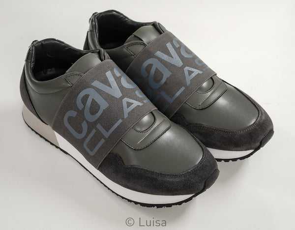 Roberto Cavalli Class Men's Grey Band Sneakers ESS120 - 44 Last Size