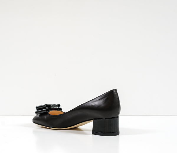 Roberto Serpentini Women's Black Leather Bow Shoe 25156