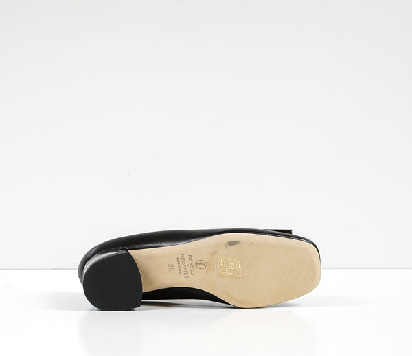 Roberto Serpentini Women's Black Leather Bow Shoe 25156