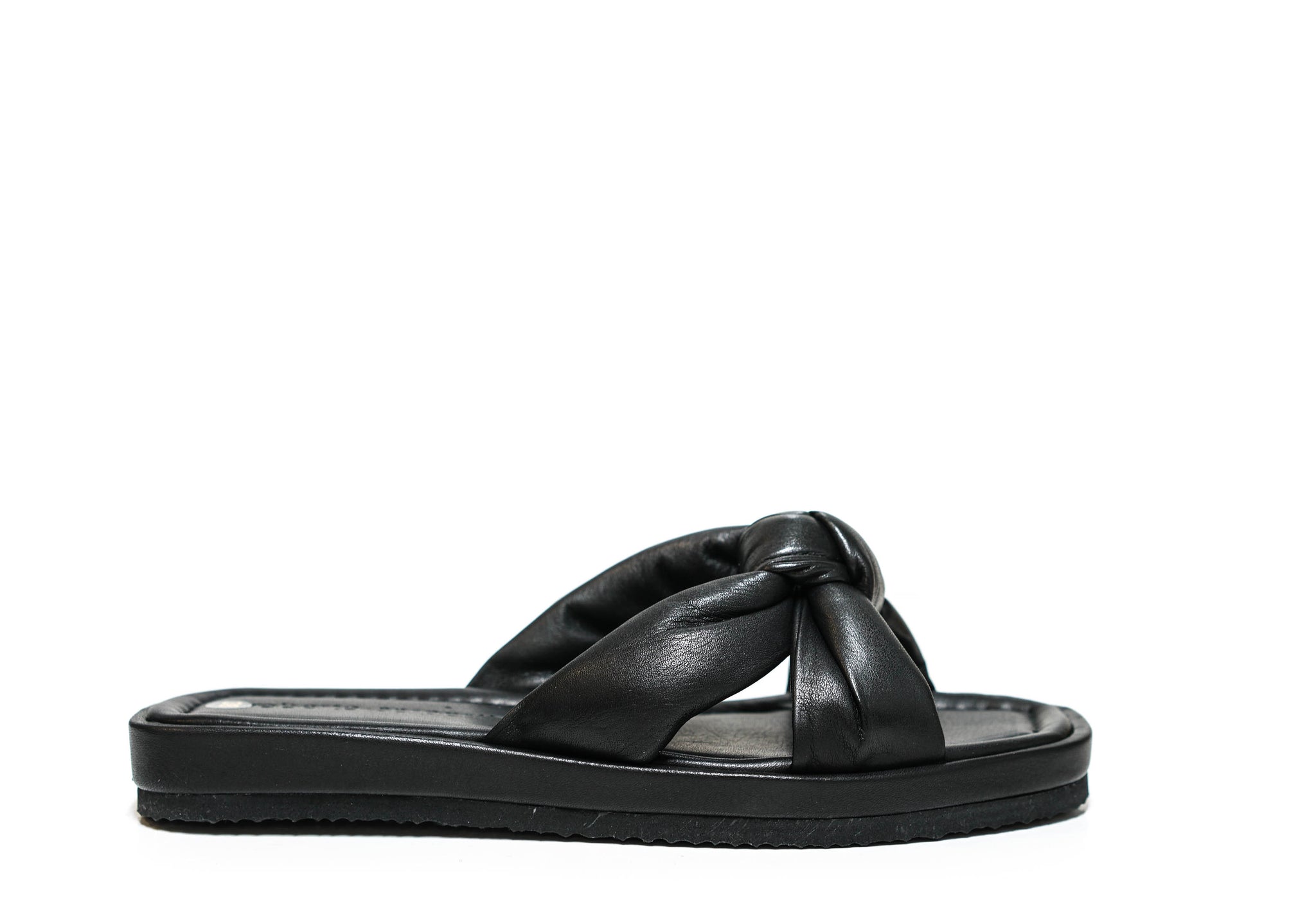 Roberto Serpentini 4300 Black Leather Slides Men Comfort Sandals MEN main image 2