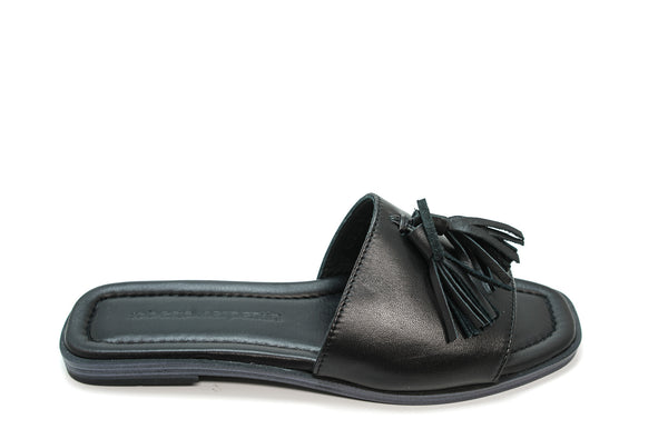 Roberto Serpentini Women's Black Leather Tassel Flats 48320 - 38 Last Size