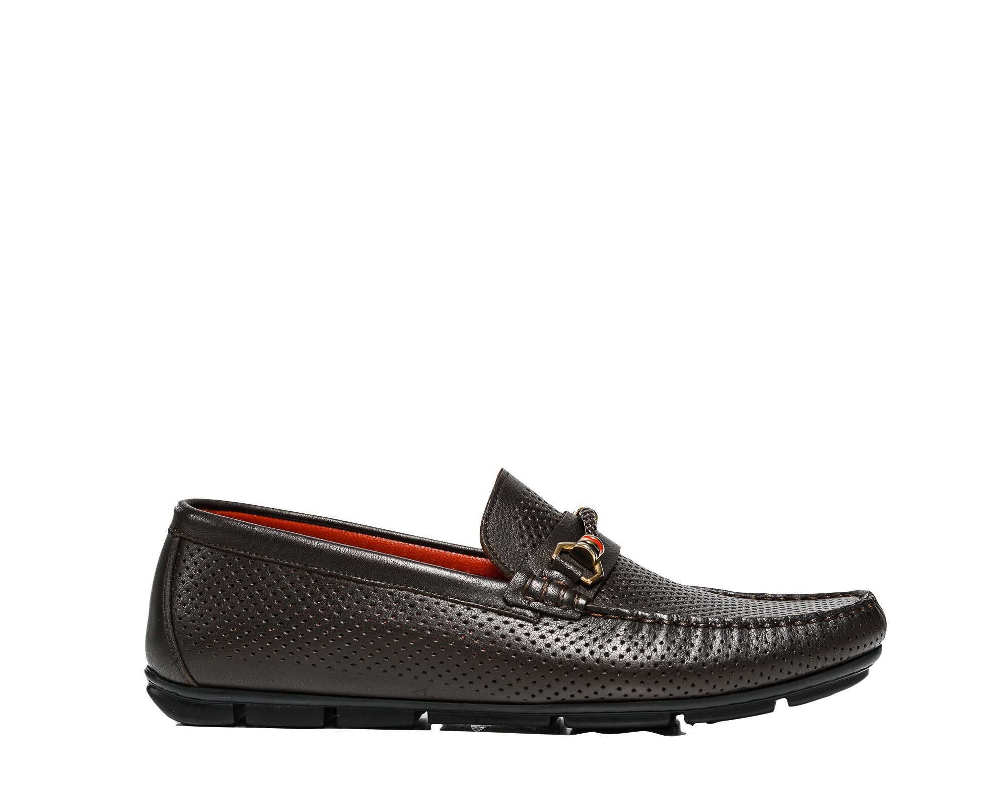 Roberto Serpentini Men's Detail Marrone Perforated Leather Moccasin 4309