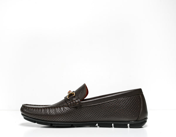 Roberto Serpentini Men's Detail Marrone Perforated Leather Moccasin 4309