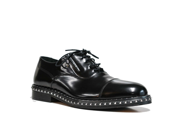 Roberto Serpentini Men’s Black Leather Stud Lace Up Shoe 57030