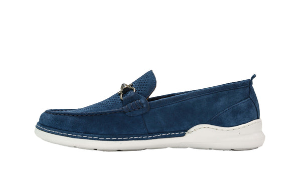 Roberto Serpentini Men's Blue Suede Perforated Moccasin 1808