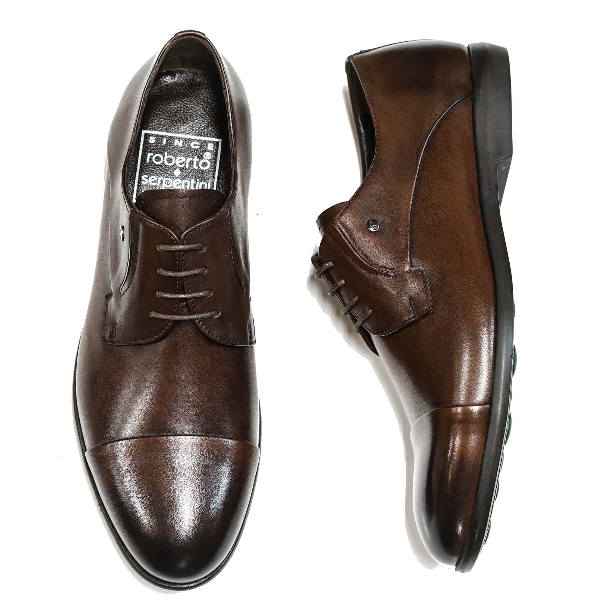 ROBERTO SERPENTINI 57005 Brown Leather Classic Dress Lace-Up Shoes Roberto Serpentini Men main image 2