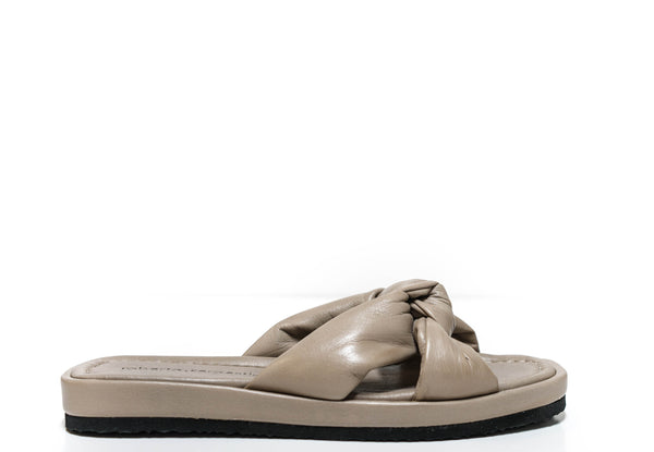 Roberto Serpentini Women's Mink Leather Knot Flats Sandals 30021