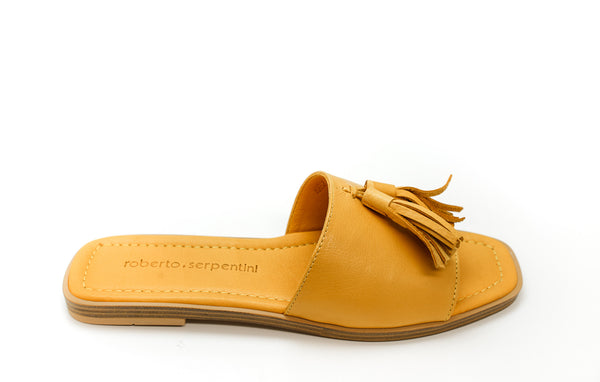 Roberto Serpentini Women's Mustard Leather Tassel Flats 48320