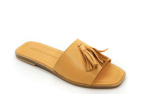 Roberto Serpentini Women's Mustard Leather Tassel Flats 48320