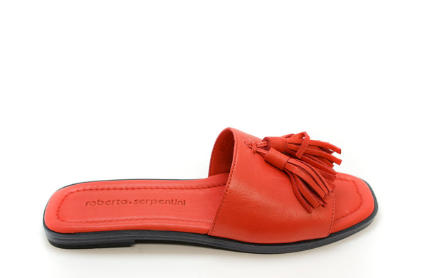 Roberto Serpentini Women's Red Leather Tassel Flats 48320