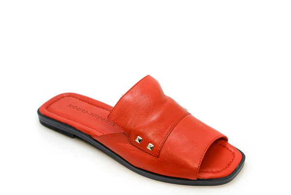 Roberto Serpentini Women's Red Stud Flat Sandal 48620