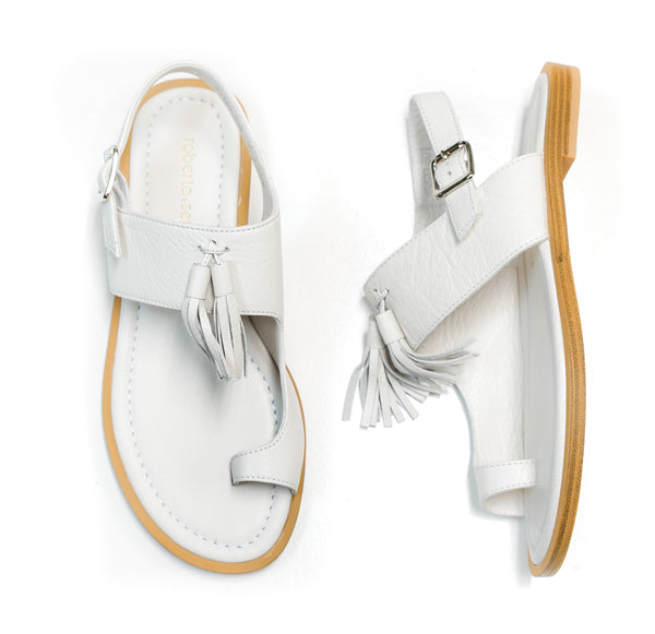 Roberto Serpentini Women's White Leather Toe Sandal 115120