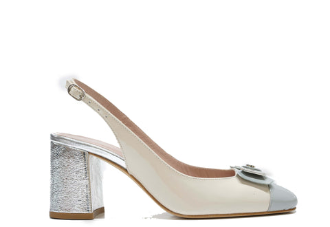 Roberto Serpentini Women's Beige Patent Leather Slingback 25467 - Now $190