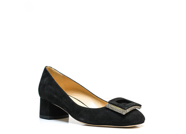 Roberto Serpentini Women's Black Detail Suede Heels 25122