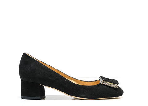 Roberto Serpentini Women's Black Detail Suede Heels 25122