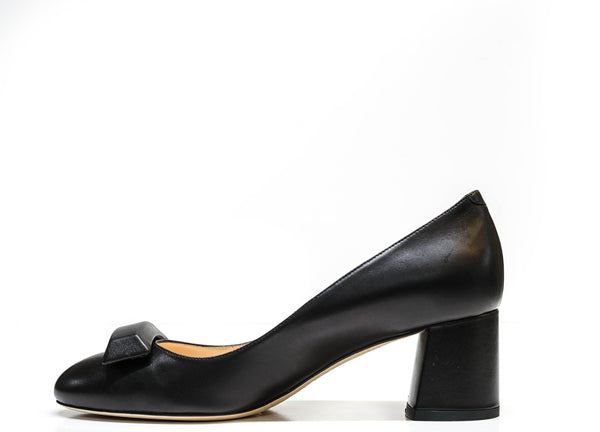 Roberto Serpentini Women's Black Bar Leather Heels 25118