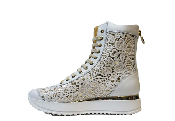 Roberto Serpentini Women's White Lace Boot 1457
