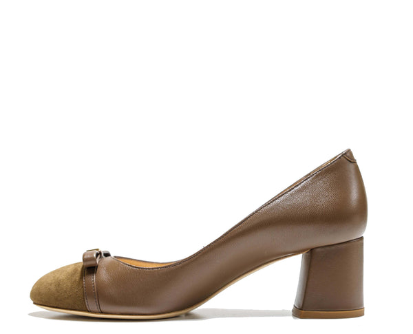 Roberto Serpentini Women's Tan Leather & Suede Bow Shoe 25164