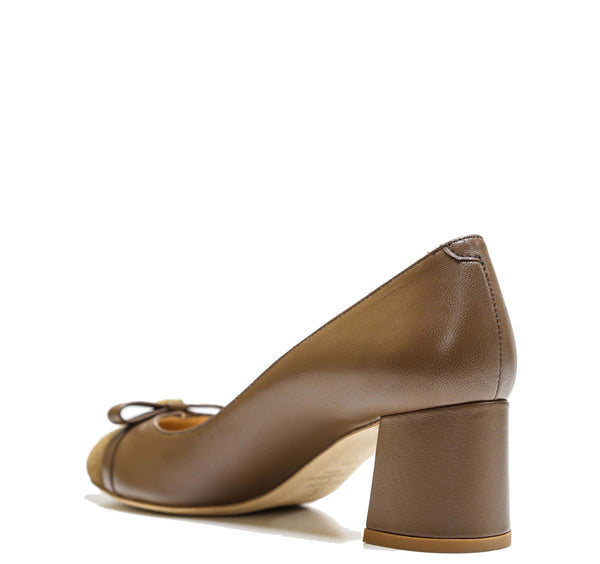 Roberto Serpentini Women's Tan Leather & Suede Bow Shoe 25164