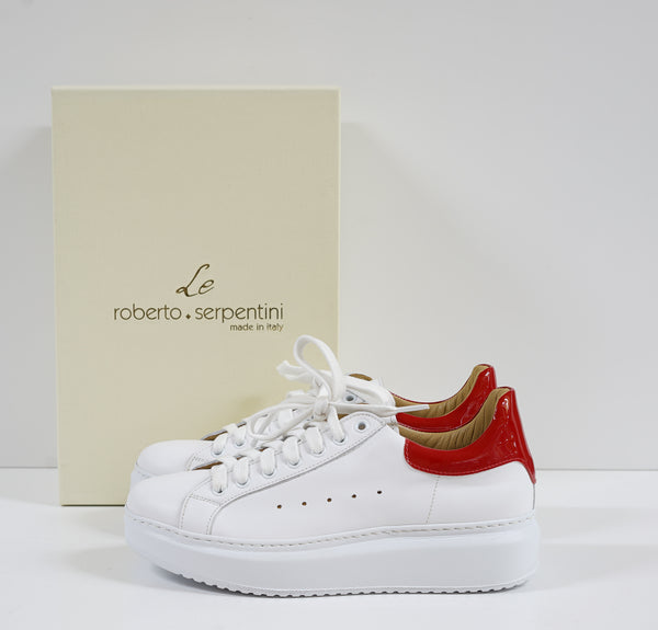 Roberto Serpentini Women's White & Red Leather Sneakers Alex