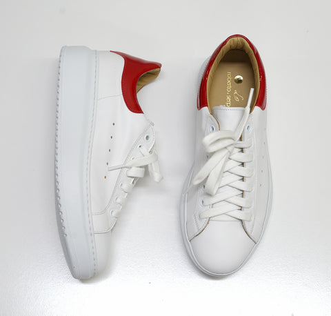 Roberto Serpentini Women's White & Red Leather Sneakers Alex