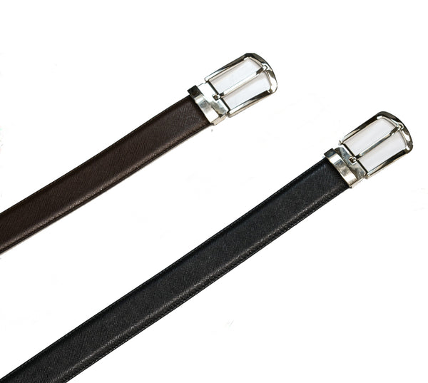 Stefano Stefani Black Saffiano Leather Belt