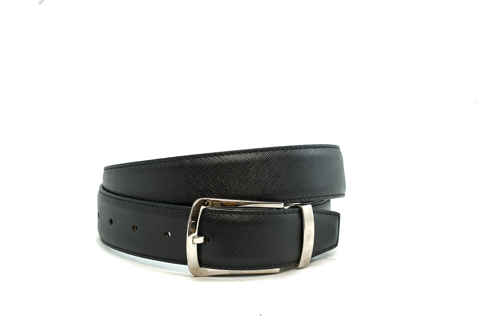 Stefano Stefani Black Saffiano Leather Belt