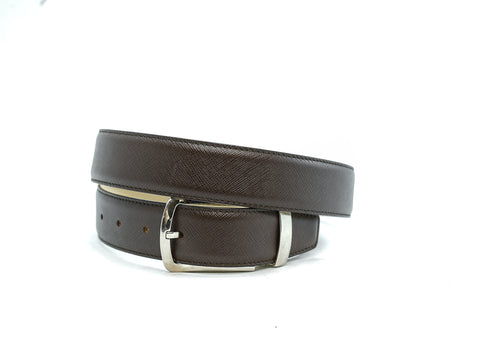 Stefano Stefani Brown Saffiano Leather Belt