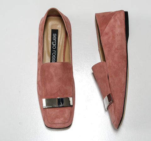 Sergio Rossi Women's Dusty Pink Suede Slipper A77990 LAST PAIR  60% OFF