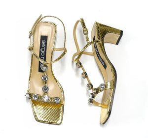 Sergio Rossi Women's Platinum Leather Sandal A88500