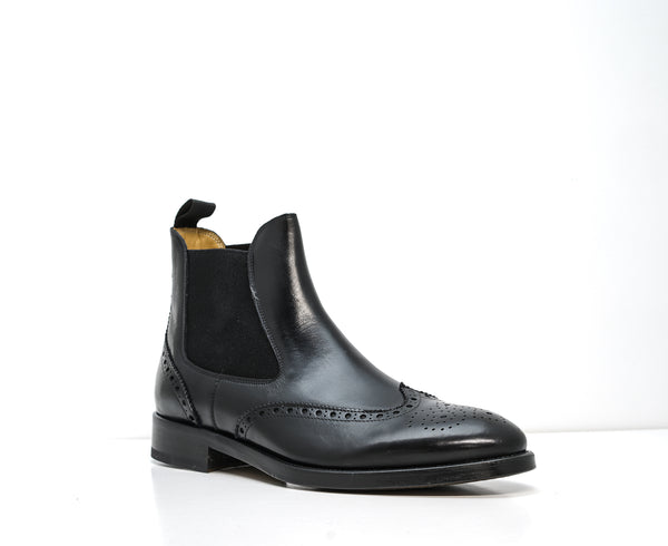 Stefano Stefani Men's Black Leather Detail Pull On Boots 8105 20% OFF