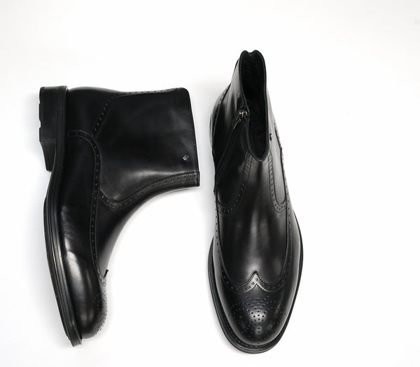 Stefano Stefani Men's Black Leather Detail Pull On Boots 8105