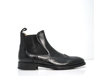 Stefano Stefani Men's Black Leather Detail Pull On Boots 8105