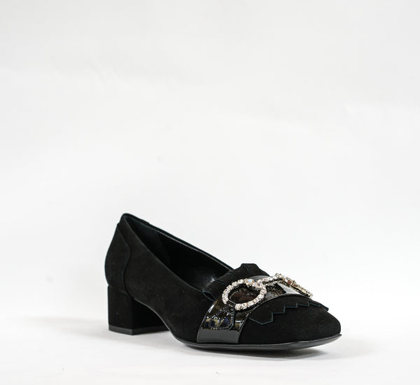 Stefano Stefani Women's Black Suede Jewel Shoe 7111