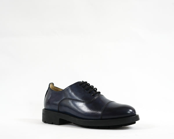 Stefano Stefani Women's Blue Leather Lace Up Shoe 8047