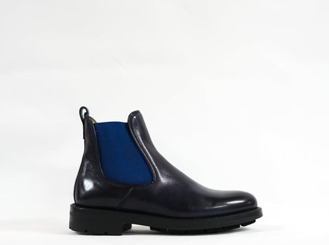 Stefano Stefani Women's Blue Leather Pull On Boot 8045