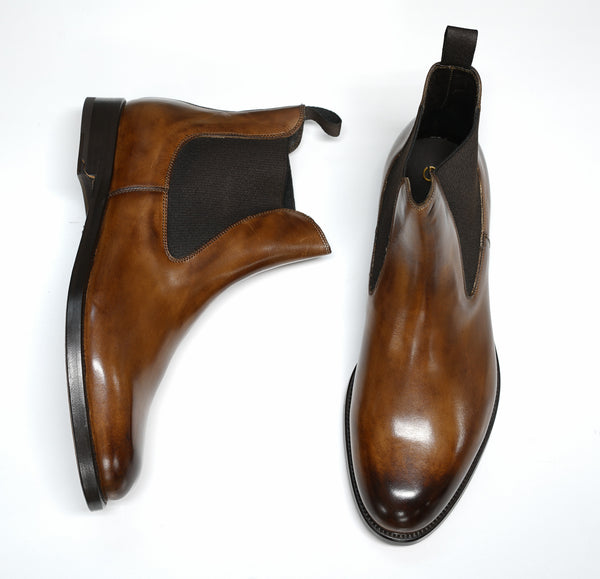 Stefano Stefani Men's Brandy Leather Pull On Boots 9137