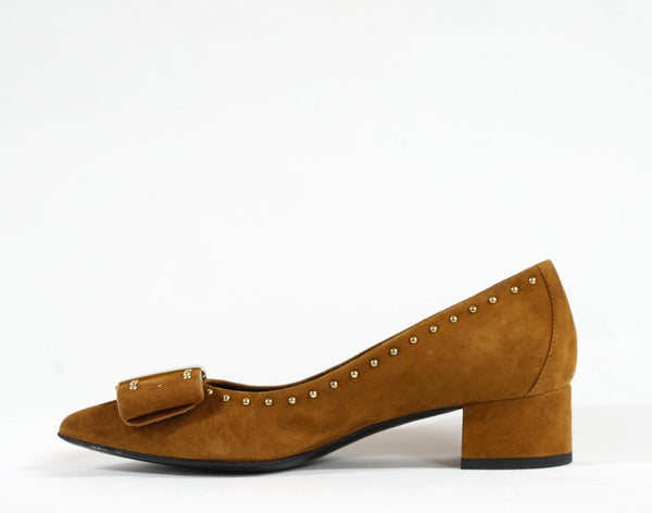 Stefano Stefani Women's Cognac Bow Suede Shoe 7263
