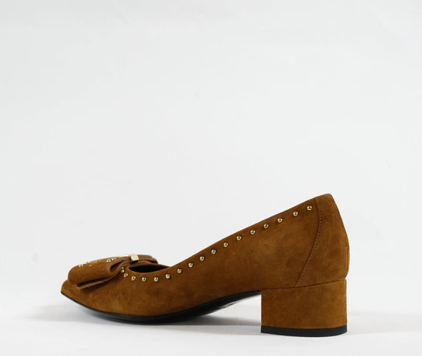 Stefano Stefani Women's Cognac Bow Suede Shoe 7263
