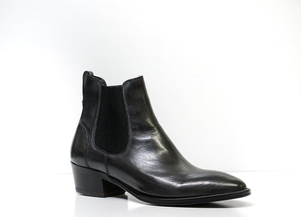 Stefano Stefani Women's Dark Grey Capri Leather Pull on Boot 9227