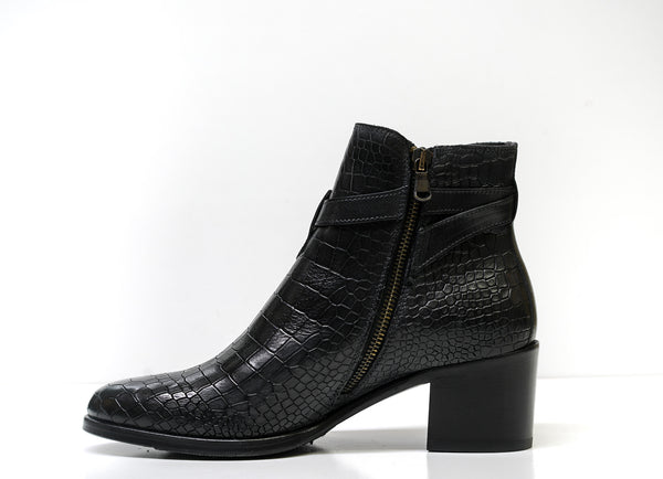Stefano Stefani Women's Dark Grey Leather Legno Ankle Boot 9718