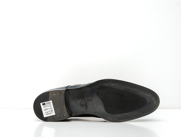 Stefano Stefani Men's Black Leather Detail Buckle Shoe 8637