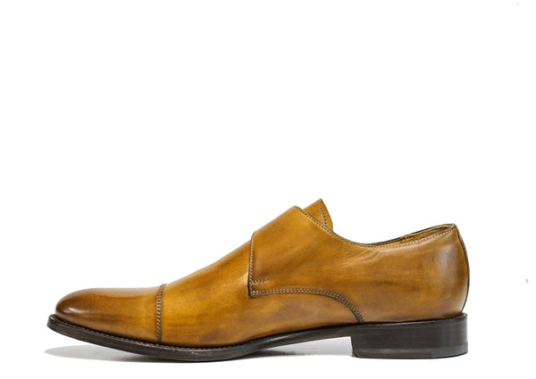 Stefano Stefani Men's Cognac Leather Detail Buckle Shoe 8611