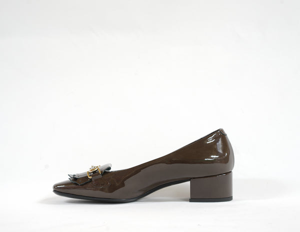 Stefano Stefani Women's Taupe Fringe Patent Shoe 5876 - 41 Last Size