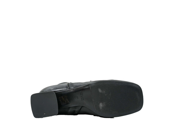 Stefano Stefani Women's Black Leather Silver Chain Boot 8765