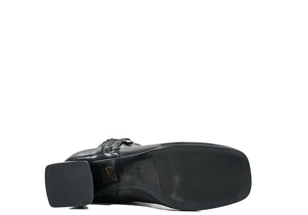 Stefano Stefani Women's Black Leather Zip Ankle Boot 6652