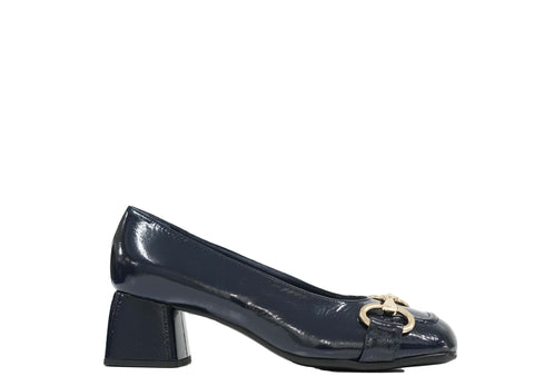 Stefano Stefani Women's Blue Naplak Patent Leather Chain Shoe 8761