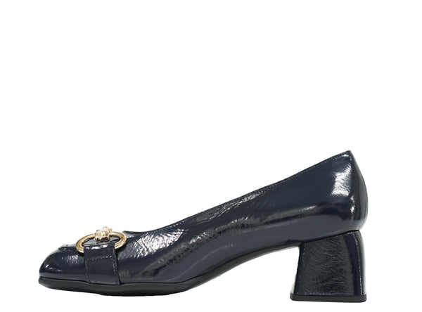 Stefano Stefani Women's Blue Naplak Patent Leather Chain Shoe 8761
