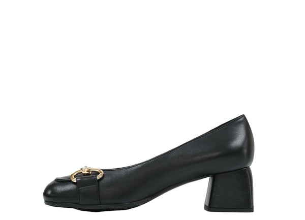 Stefano Stefani Women's Black Leather Chain Shoe 8761