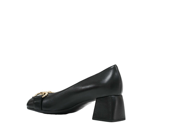 Stefano Stefani Women's Black Leather Chain Shoe 8761